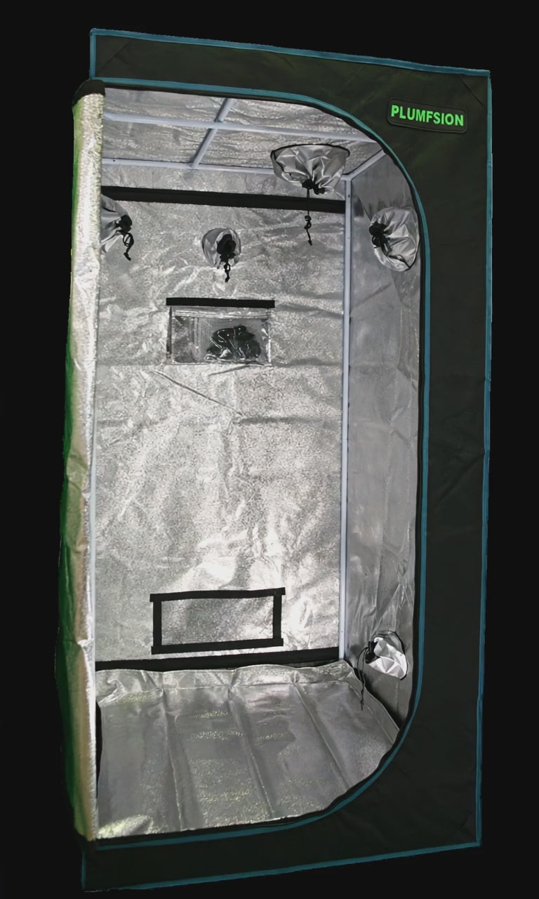 Hochwertige Growbox 80x80x160 cm für Indoor-Anbau – mit waschbarem Boden, stabilem Metallrahmen und optimalem Belüftungssystem. Zwei Sichtfenster erleichtern die Pflanzenüberwachung, ohne die Anbauumgebung zu stören.