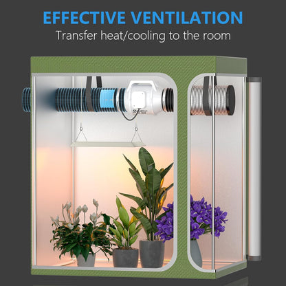 Rohrventilator Ø125mm für Growboxen, Küchen und Badezimmer. Effizienter Luftdurchsatz mit nur 26-31 dB Geräuschpegel. Langlebiger ABS-Motor und spritzwassergeschützt (IP44) – ideal für den täglichen Gebrauch in feuchten Umgebungen